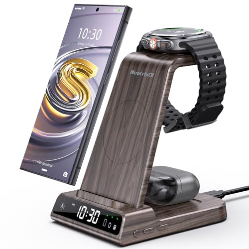 Wireless Charger für Samsung Ladestation für Galaxy S25 Ultra/S24/S23 | Induktive Ladestation für Samsung Galaxy Watch Ultra/8/7/6, Kabelloses Ladegerät für Galaxy S24/Z Flip 7/Z Fold 6,Galaxy Buds