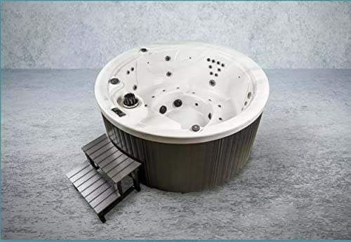 PureHaven American Outdoor-Whirlpool 208x208 cm für 4 Personen mit 33 Massagedüsen Gecko Computersystem Heizung LEDs Farbe Sterling Silber/Grau