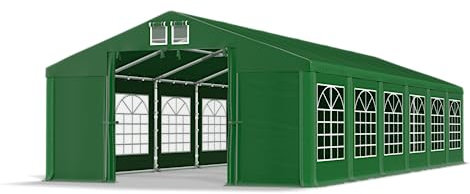 DAS COMPANY Partyzelt 5x12m wasserdicht grün Zelt 560g/m² PVC Plane Hochwertigeszelt Gartenzelt Winter SD - Faltpavillon - Lagerzelt Winterfest - Festzelt - Gartenpavillon - Pavillon - Lagerzelt