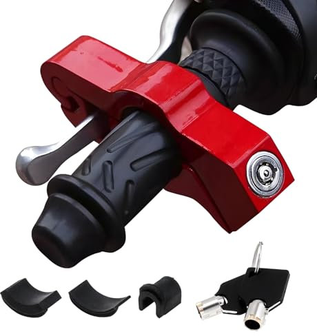 Windance Blocco antifurto per moto, resistente, per freno anteriore, acceleratore, frizione, leva del freno e manubrio per protezione (rosso, M)