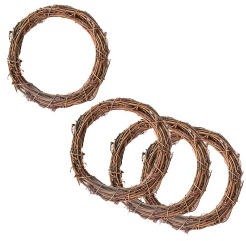 Rattan Kranz Rebenkranz Weidenkranz Weinreben Kränze Türkranz Dekokranz für DIY Weihnachten Dekoration Ornament 4 Stück