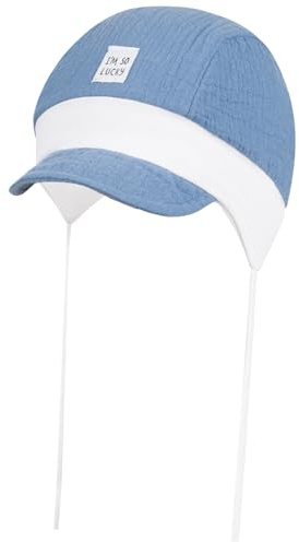 Smarilla Schirmmütze Bindemütze Sommermütze Baby Junge Musselin, Größe: 50-52, Farbe: Blau