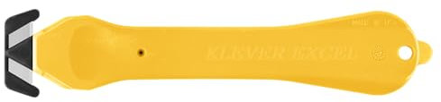 Klever Kutter EXCEL - 1 Stk - gelbes Sicherheitsmesser mit zwei verdeckten Klingen im Doppelhaken-Design - Einweg-Sicherheitsschneider für präzise Schnitte