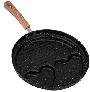 MYVVKIA Egg Frying Pan Pancake Pan Cookware Pan Stainless Steel Wooden Handle Even Heating Pancake Maker Non Sticking Crepe Pan for Kitchen