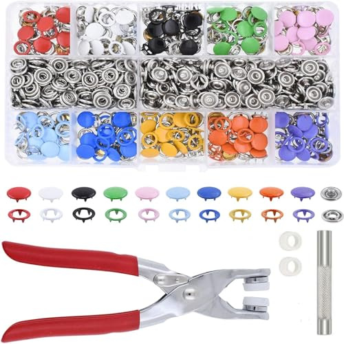 800 Pcs Druckknöpfe,metalldruckknöpfe mit verschluss zange presse werkzeugsatz,Nähfrei Druckknopf,Metall Nähzubehör fünfpoliger Schließe,Für DIY Basteln,Kinderbekleidung,Kleidung Taschen