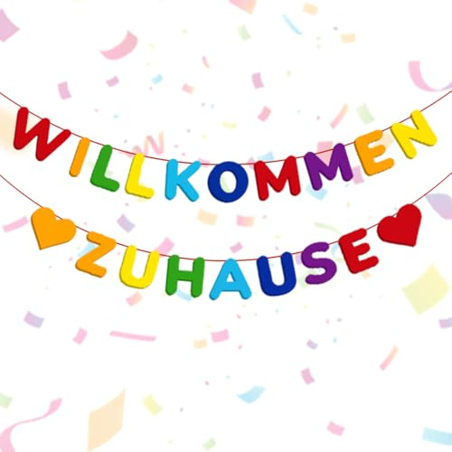 Willkommen Zuhause Girlande, Bunt Willkommen Zuhause Deko, Welcome Home Banner für Rückkehr Familienfeiern Einzug Schule Saison Party Dekoration