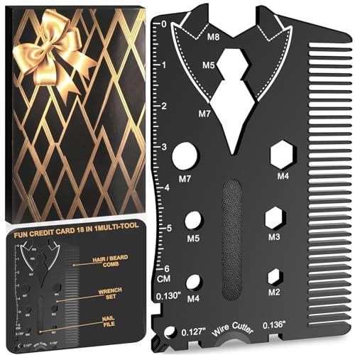 Outils multifonctions amusants pour homme – Gadgets créatifs style costume 18 en 1 petits outils pour papa, mari, cadeaux de Noël, petit ami, fils, cadeau unique pour anniversaire, fête des pères,
