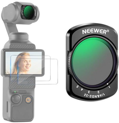 NEEWER Variabler ND2-32 und 1/4 Black Diffusion Filter Kompatibel mit DJI Osmo Pocket 3, Neutraldichtefilter Kamera Zubehör mit 2 gehärteten Glasschutzfolien, mehrfach beschichtetes optisches HD Glas