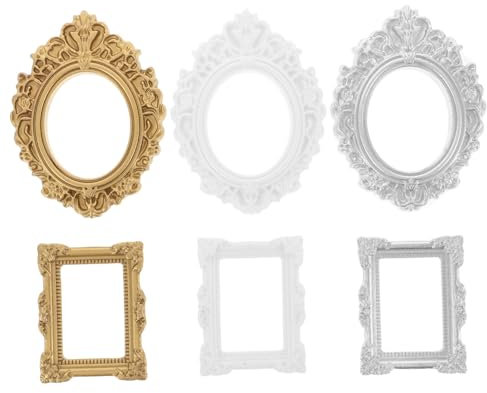 STOBAZA 12stücke Vintage Miniatur Bilderrahmen Für Bastelprojekte Barockstil Handgefertigte Dekoration Für Puppenhäuser Und Modelle Zufällige Farben Aus Robustem Resin