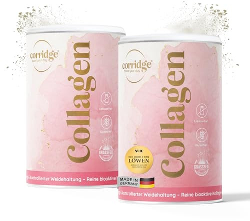 Corridge - Premium Collagen Pulver 2x300g - Bioaktives Kollagen - hydrolysiertes Rinderkollagen - Peptide Typ 1 & 3 - Weidehaltung & Grasfütterung - Collagenpulver Geschmacksneutral & Leicht Löslich