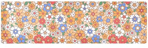 ZRWLUCKY Sottopentola lungo vintage floreale colorato unico per pentole e padelle calde, materiale resistente al calore e runner da tavolo da esterno impermeabile per piatti caldi 90 x 30 cm
