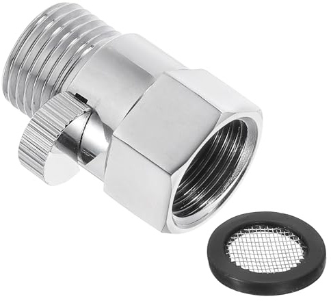 QUARKZMAN Valvola di Controllo del Flusso d'Acqua, 1 Pezzo Valvola di Chiusura per Testa Doccia Regolatore Pressione Acqua Ottone per Testa Doccia o Spruzzatore Bidet (Argento)