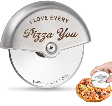 Rueda cortadora de pizza personalizada, rueda cortadora de pizza de acero inoxidable, regalo para novio, marido, papá, hijo, para cortar cortezas, pan, pasteles, rebanador de pizza de mano apto para