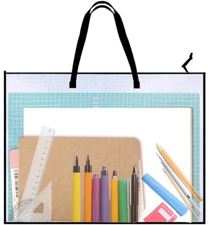Kunst-Portfolio-Tasche, A2-Ordner, transparente Kunst-Aufbewahrungstasche, große Portfolios, Organizer, wasserdichte Kunststoff-Netztasche für Gemälde, Hausaufgaben, Aktenaufbewahrung