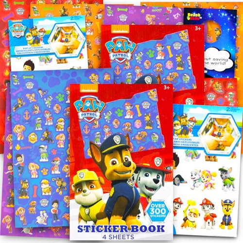 Paw Patrol Aufkleber für Kinder-Partygeschenke – Bündel mit über 600 Aufklebern mit Chase, Marshall, Skye für Partyzubehör, Goodie-Tüten, Basteln und mehr, Paw Patrol Geburtstagszubehör für Jungen