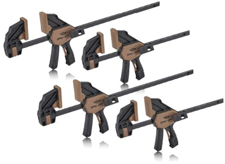 Spec Ops Trigger Clamp for Woodworking 7 Medium, 13 Large, One-Handed Bar Clamp/Spreader 4-Pack