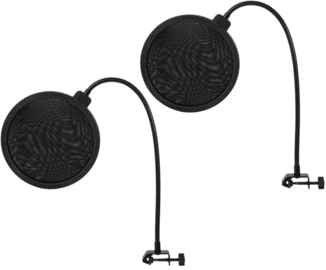 Mikrofon Popschutz 2 Stück für Live Übertragung und Aufnahme | Schwarz, Metall Kunststoff Mesh, Einfaches Design, Klassischer Farbton, Praktischer Mehrzweckschutz