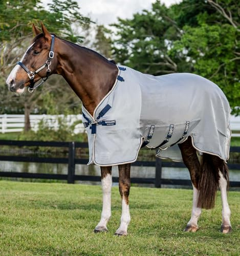 Horseware Fliegendecke Rambo Protector Silver/Navy, White & Beige, 130 cm (6'0)