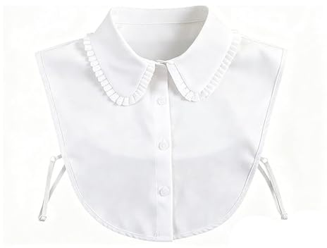 NIYATA White Ruffle Fake Collar Detachable Dickey Collar for Women, Decorative Collar Insert for Winter Jumpers Cardigans