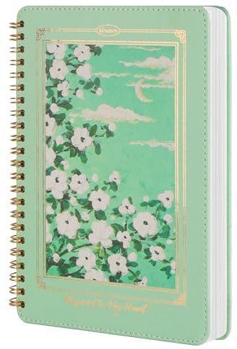 MGGAO Spiralanteckningsbok för Kvinnor, Slitstarka A5 Läderinbundna Anteckningsböcker, 200 Linjerade Sidor, Söta Anteckningsböcker för perfekt skolmaterial, 15,5 x 21cm