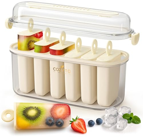 Frozora AquaSix – Premium 6-Mold Popsicle Maker Set (120ml Each) with Anti-Spill Lid, Easy Release Tray & Drip-Free Handles | BPA-Free Ice Pop Molds for Kids & Adults | COZYTO