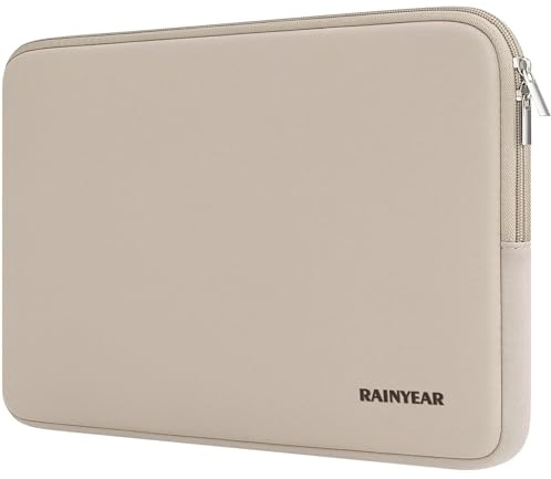 RAINYEAR 14 Zoll Laptop-Hülle Schutzhülle zum Transportieren, Khakifarben | Kompatibel mit 14-Zoll Notebook Ultrabook Chromebook, 15-Zoll-MacBook Air M2 M3 M4 M5 mit flauschigem Innenfutter gepolstert