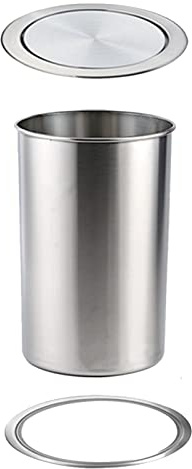 Poubelle de Cuisine encastrée en Acier Inoxydable avec Couvercle pivotant et balancier, Petite Poubelle Ronde en métal avec Couvercle Rotatif pour Armoire, Grande Taille
