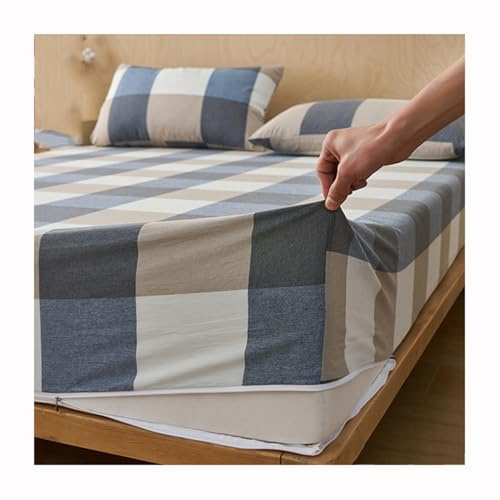 Mswborml Stampa A Quadri Coprimaterasso per Futon Giapponese con Cerniera, Pieghevole Fodera con Cerniera per Materasso Morbido Coprimaterasso Arrotolabile Fodera Materasso Futon,A,90x190cm/35x75in