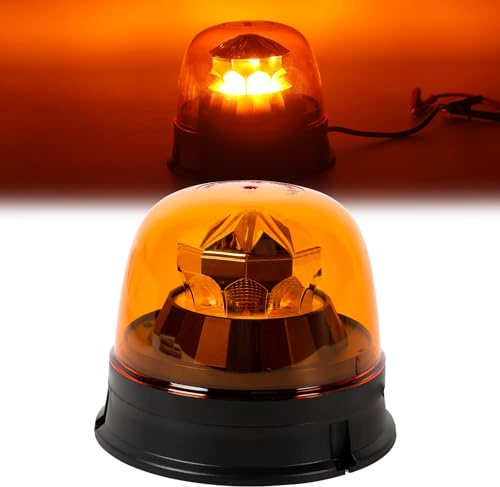 AOHEWEI LED Luce Lampeggiante Rotante Ambra 12V/24V 7 Modelli Avvertimento | 20 LED Lampada Emergenza Stroboscopica per Macchine Agricole Veicolo Commerciale Scuolabus Trattore Escavatori Omologato R65