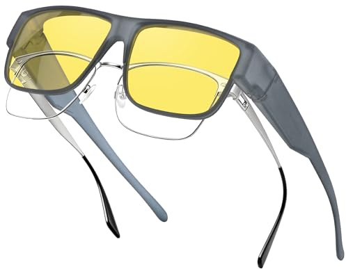 Ulknyss Lunettes de Nuit Polarisées Surlunettes de Soleil Conduite pour Homme Femme Lunettes Jaunes Polarisés Lunette Vision Nocturne Anti-éblouissement