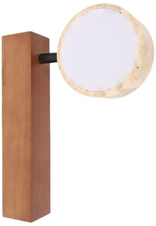 SALALIS Vintage-LED-Wandleuchte, Leselampe für Schlafzimmer, Stein- und Holzdesign, Festverdrahtet, 1 Packung (2)