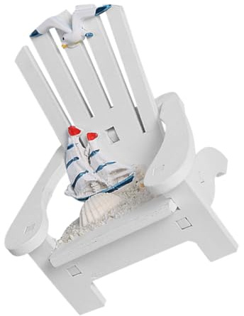 FRCOLOR Chaise de Plage Miniature en Bois Blanc pour Maison de Poupée, Modèle Micro-Paysage Décoratif, Accessoire Déco Plage pour Micro-paysages, Petite Chaise Longue Décorative