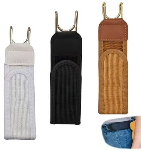 BelleFlair Cintura senza fibbia per uomo e donna, cintura elastica senza fibbia, regolabile con ganci metallici, con ganci invisibili (3)