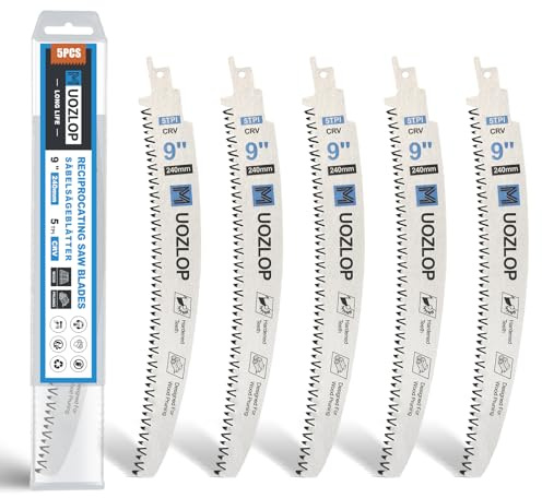 MUOZLOP Lame per sega universale da 240 mm con denti giapponesi, 5 TPI, lame per sega alternata, 5 pezzi, per potatura alberi e legno (5 pezzi 240 mm/5TPI)