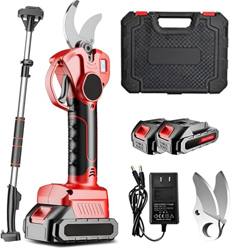 Tijeras Eléctricas de Poda Recargables con Palo Extensible - Podadora de Jardín Inalámbrica con Pantalla Lcd, Cortador de Ramas de Árbol Para Arbustos y Setos