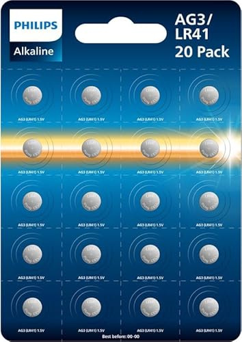 Philips Alkaline LR41 1.5V Knopfzellenbatterien AG3 20 Stück