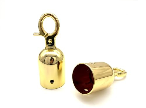 3DANCraftit Zink Legierung Endkappen Seil Ende Karabinerhaken Endkappen, GAP Kordel Stopper mit Haken für Barriere Seil, Seil und Kordel, seilbeschlägen, 4 cm goldfarben
