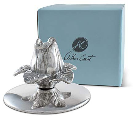 Arthur Court Magnolie Blume Serviettengewicht oder Büro Briefbeschwerer für Outdoor Serviette Papierhandtuchhalter Metall One Size Silber Basis 9,5cm Durchmesser