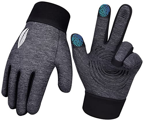 Kinder Winter Handschuhe fahrradHandschuhe Touchscreen - Dick wasserdicht Winddicht rutsch Sport Outdoor Handschuhe warm Fleece laufhandschuh Junge Mädch Geschenke Grau 6-8 Jahre