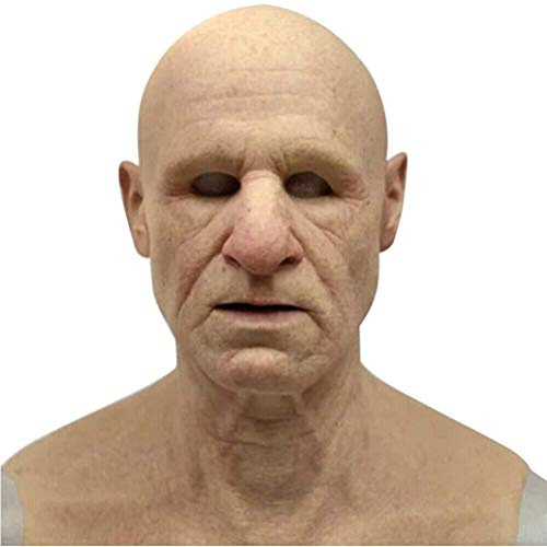 GDZTBS Máscara de látex anciano para adultos, máscaras de terror cosplay, accesorios de disfraces, mascarada, casco realista