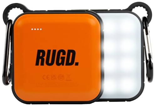 RUGD. - Power Brick I, Power Bank, Fast Charging, USB-C Input & Output, USB-A Output, Airline-Approved, Camping SOS Night Light, IP67, Water, Shock & Dust Proof, for iPhone & Samsung