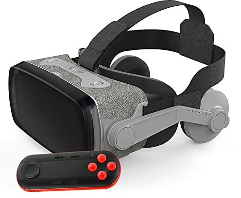 RUTXE Gafas VR Auriculares de Realidad Virtual con Control Remoto para películas 3D VR & Juegos VR Pupil Ajustable Anti Bluelight Eye Care System para teléfonos Inteligentes Android & iOS (Negro) (F)