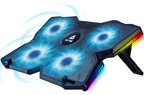 KLIM Wind Laptop Cooling Pad - More than 500 000 units sold - New Version - The Most Powerful Rapid Action Cooling Fan - Laptop Stand with 4 Cooling Fans at 1200 RPM - USB Fan - PS5 PS4 - RGB