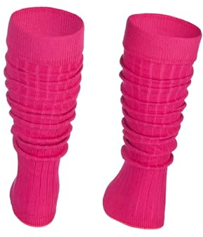 Ateena Cotton Leg Warmers, Rollable Warm and Comfortable Calves Undersuits, Ribbed Fancy Stylish, Extremely Nice Sports Gift, One Size, Amaranth