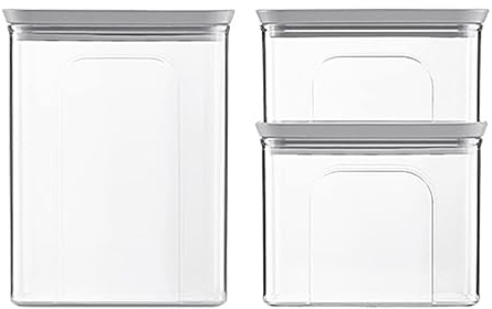 Set 3 pz barattoli rettangolari Tosca bianco/stone grey (lt 0,7+1,2+2,2)