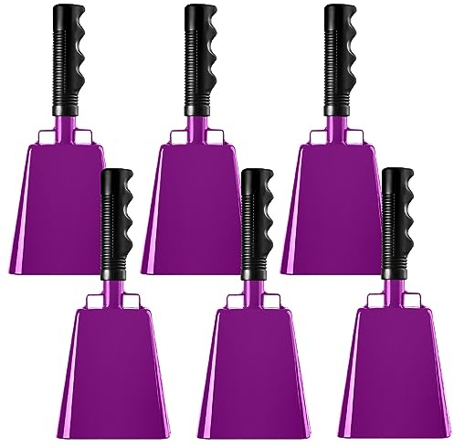 FOVERN1 6 PCS Metal Cowbell with Handles, Large Loud Cow Bells Noise Makers