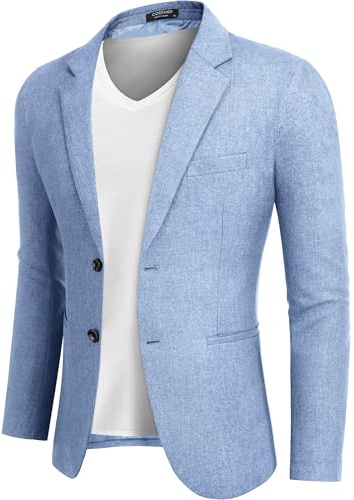 COOFANDY Mens Blazer Casual Sport Coats Regular Fit Lightweight Suit Jacket(Sky Blue,XL)