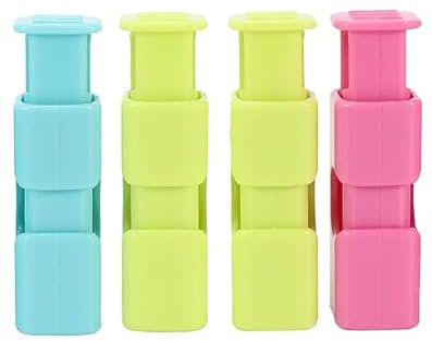 4Pcs Bread Bag Seal Clip Squeeze and Lock Bread Bag Clips for Food Storage, Reusable Easy Squeeze and Lock for Snack Food Bread Bag, Plastic Bag Clip Strong Moistures-Proof Fresh-Keeping Sealing Clip