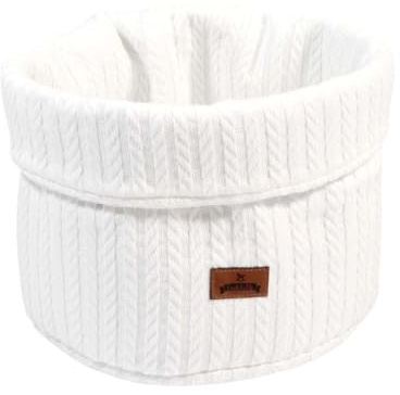 Puckdaddy Aufbewahrungskorb Lykke | 100 % Baumwolle, Weiß, Aufbewahrungskorb 22×22 cm, Zopfstrickmuster, OEKO-TEX® geprüft