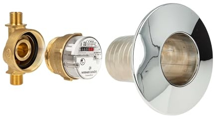 Unterputz Wasserzähler Komplett-SET, Warmwasser, Zählergehäuse 3/4 Zoll AG, Kombirosette 1-teilig